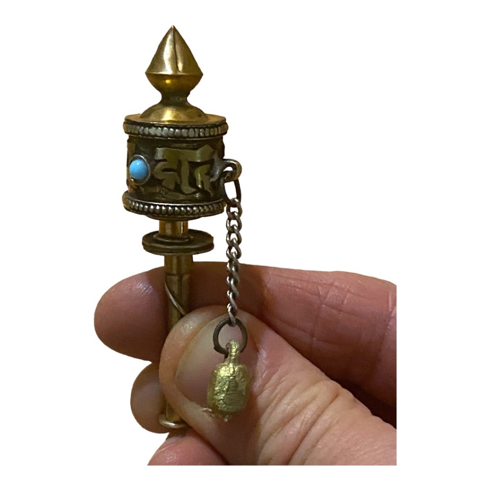 Vintage miniature prayer wheel. Made in Nepal